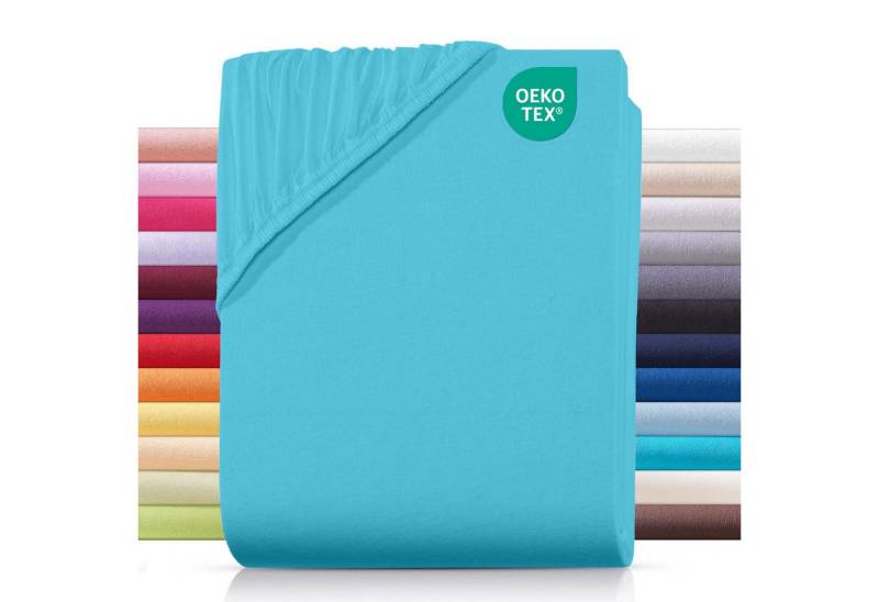 Carpe Sonno Spannbettlaken Jersey 90x200 100x200 120x200 140x200 160x200 180x200 200x200 70x140, Jersey, Gummizug: rundum, (1 Stück), Baumwoll Babybett Spannbettlaken 70x140 Baby Laken Türkis von Carpe Sonno