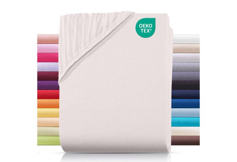 Carpe Sonno Spannbettlaken Jersey 90x200 100x200 120x200 140x200 160x200 180x200 200x200 70x140, Jersey, Gummizug: rundum, (1 Stück), Baumwoll Babybett Spannbettlaken 70x140 Baby Laken Creme von Carpe Sonno