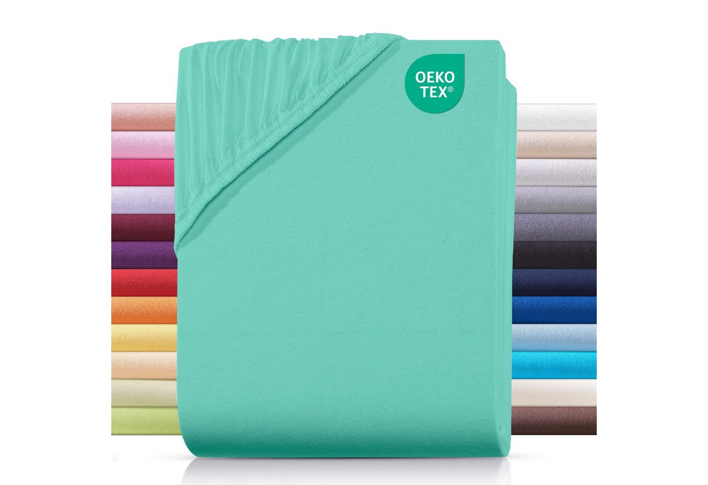 Carpe Sonno Spannbettlaken Jersey Spannbettlaken aus 100% Baumwolle, Jersey, Gummizug: rundum, (1 Stück), 100% Baumwolle Spannbettlaken 100x200 Spannbetttuch Mint von Carpe Sonno