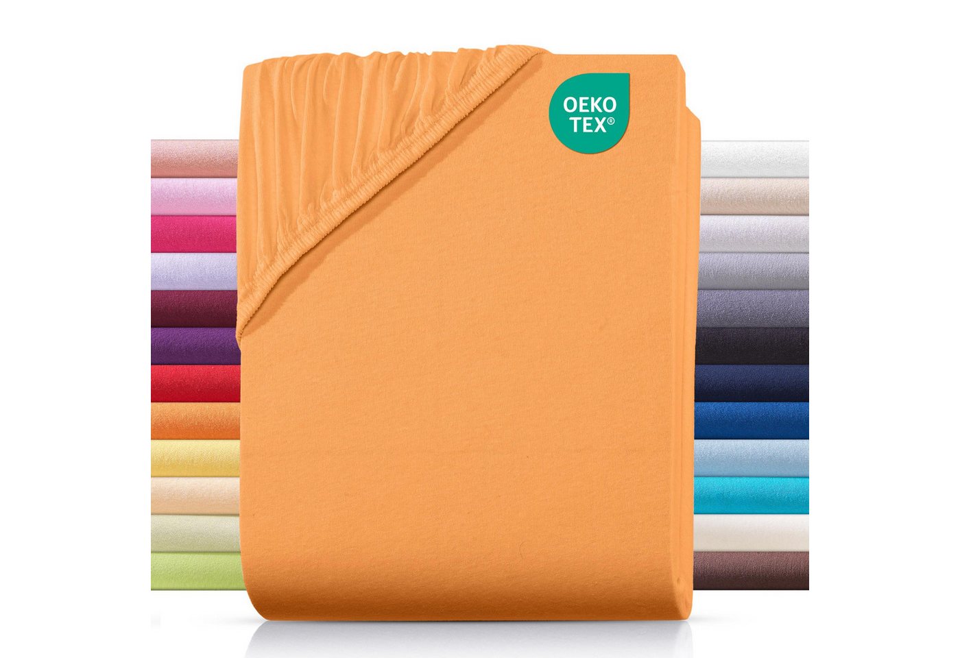 Carpe Sonno Spannbettlaken Jersey 90x200 100x200 120x200 140x200 160x200 180x200 200x200 70x140, Jersey, Gummizug: rundum, (1 Stück), Baumwoll Babybett Spannbettlaken 70x140 Baby Laken Orange von Carpe Sonno