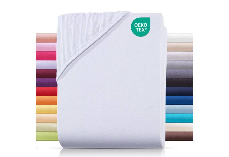 Carpe Sonno Spannbettlaken Jersey 90x200 100x200 120x200 140x200 160x200 180x200 200x200 70x140, Jersey, Gummizug: rundum, (1 Stück), Baumwoll Babybett Spannbettlaken 70x140 Baby Laken Weiß von Carpe Sonno