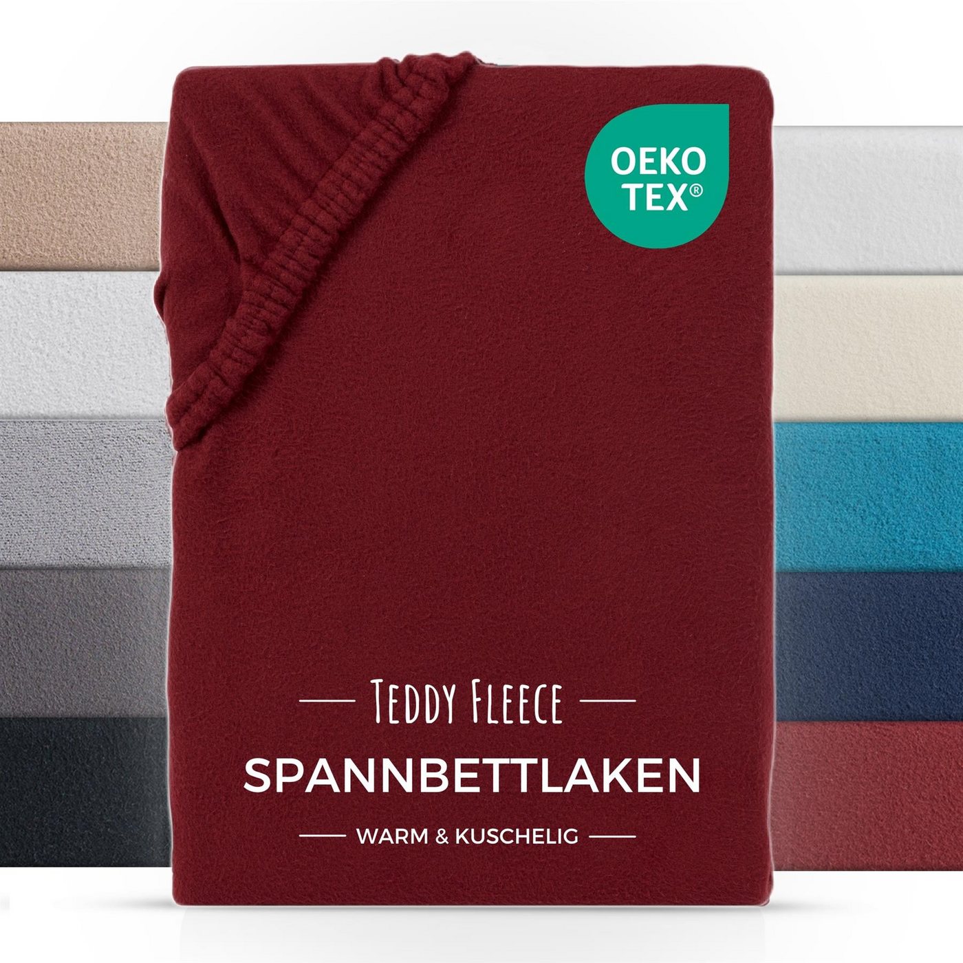 Carpe Sonno Spannbettlaken Winter Spannbettlaken aus 100% Polyester, Fleece, Gummizug: rundum, (1 Stück), Kuscheliges Spannbettlaken 140x200 Warmes Spannbetttuch Rot von Carpe Sonno