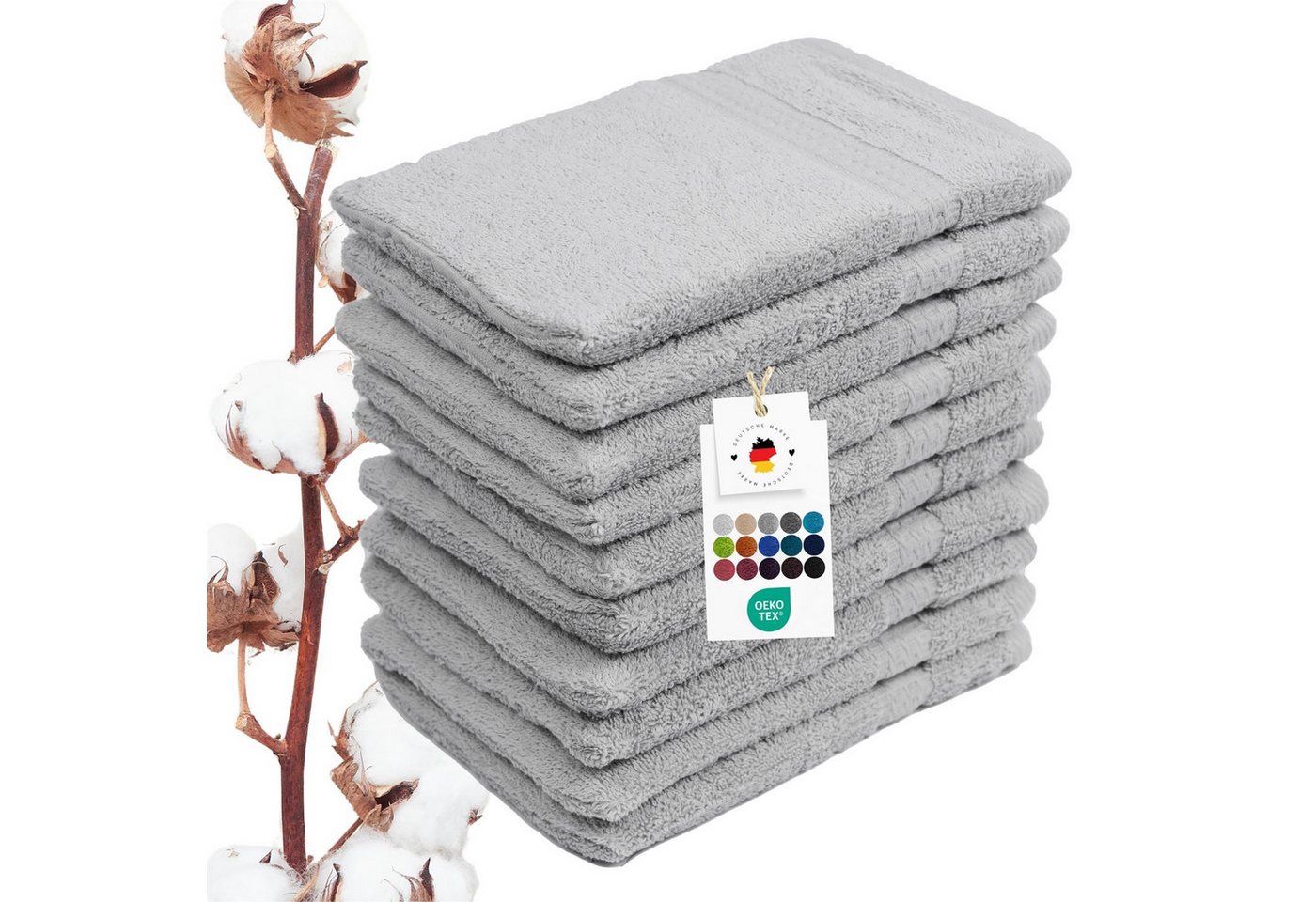 Carpe Sonno Waschhandschuh Frottier Waschhandschuhe 16x21 cm im 10er Set aus 100% Baumwolle, Frottier (Spar-Set, 10-St), 500 g/m² Handwaschlappen mit Aufhängeschlaufe Erwachsene Kinder Baby von Carpe Sonno
