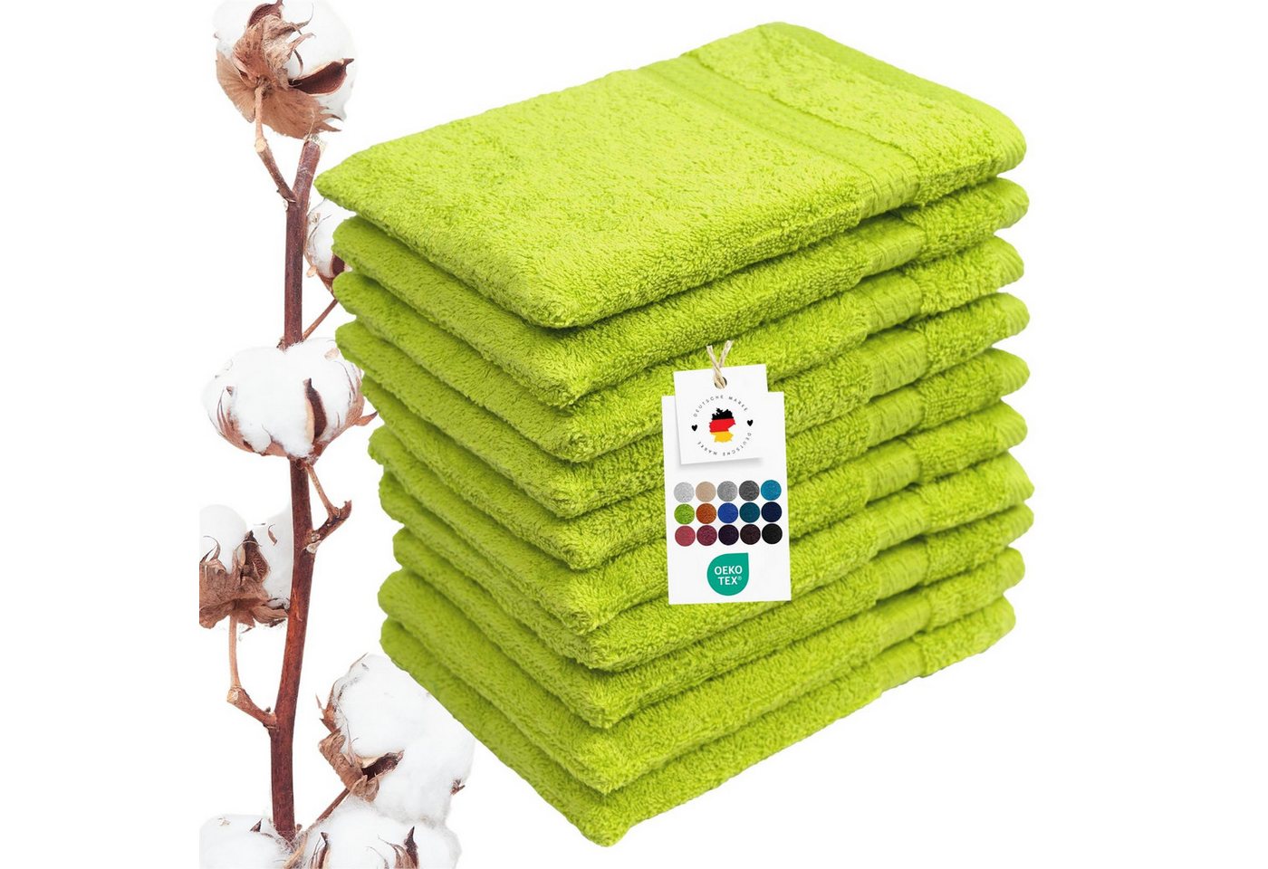 Carpe Sonno Waschhandschuh Frottier Waschhandschuhe 16x21 cm im 10er Set aus 100% Baumwolle, Frottier (Spar-Set, 10-St), 500 g/m² Handwaschlappen mit Aufhängeschlaufe Erwachsene Kinder Baby von Carpe Sonno