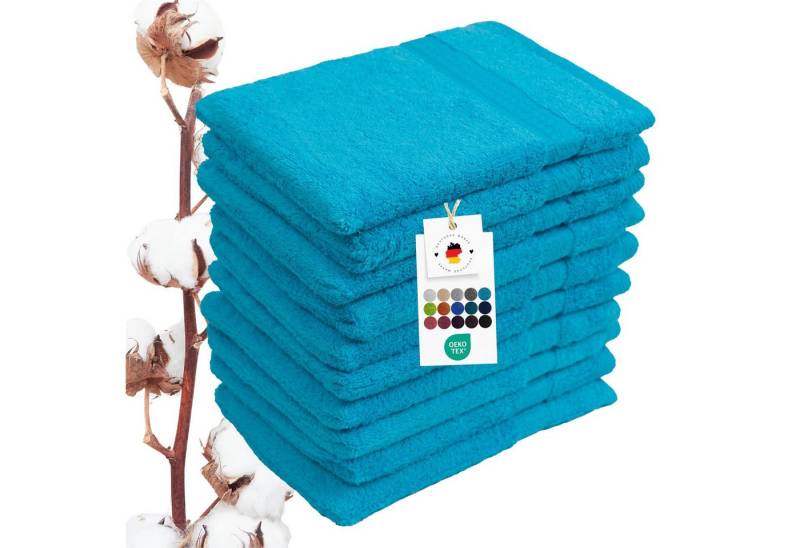 Carpe Sonno Waschhandschuh Waschlappen 10er Set Baumwolle Frottee Gesicht Körper Weich Saugstark, Frottier (Spar-Set, 10-St), 500 g/m² Handwaschlappen mit Aufhängeschlaufe Erwachsene Kinder Baby von Carpe Sonno