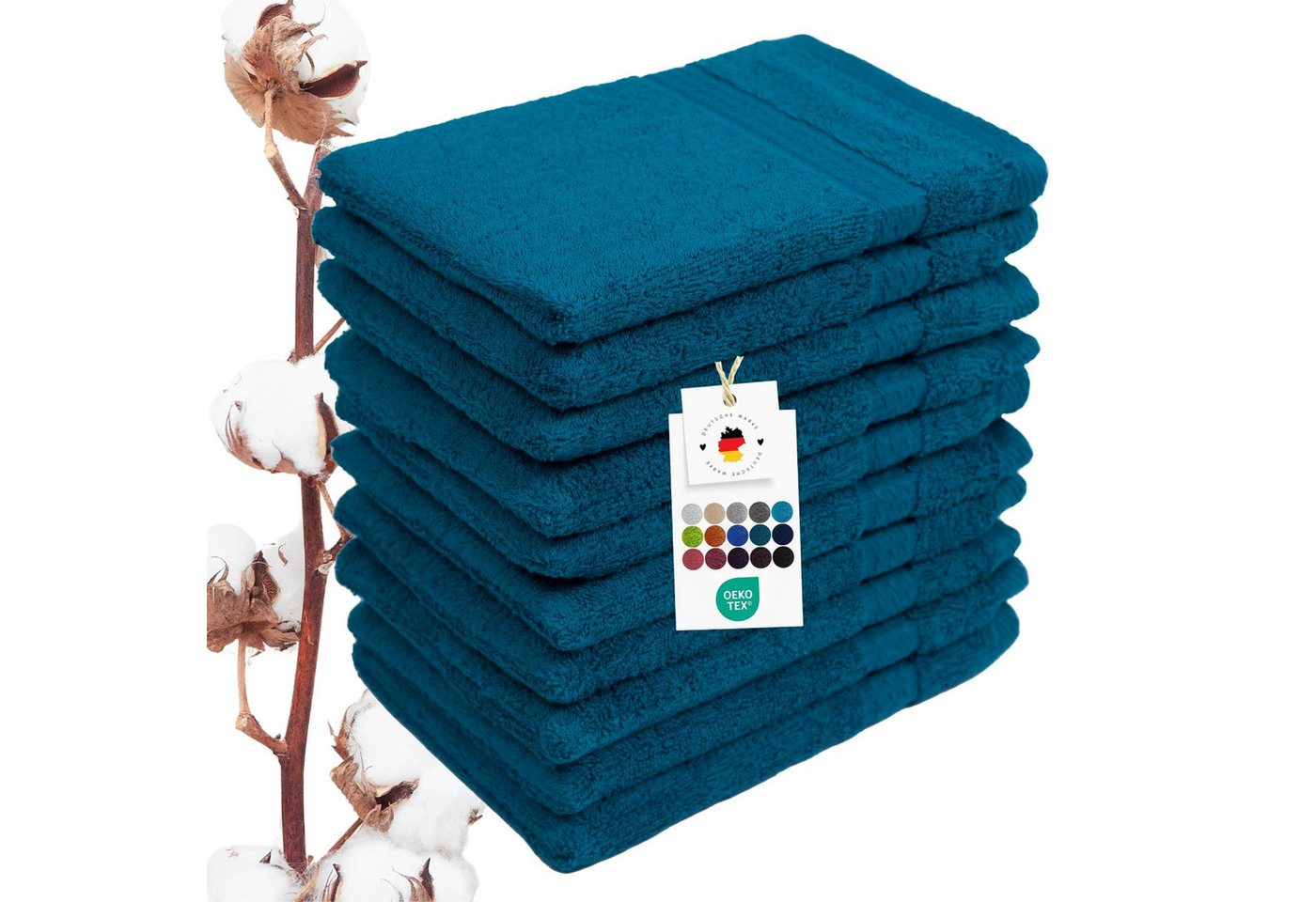 Carpe Sonno Waschhandschuh Waschlappen 10er Set Baumwolle Frottee Gesicht Körper Weich Saugstark, Frottier (Spar-Set, 10-St), 500 g/m² Handwaschlappen mit Aufhängeschlaufe Erwachsene Kinder Baby von Carpe Sonno