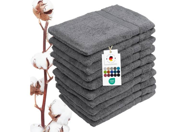 Carpe Sonno Waschhandschuh Waschlappen 10er Set Baumwolle Frottee Gesicht Körper Weich Saugstark, Frottier (Spar-Set, 10-St), 500 g/m² Handwaschlappen mit Aufhängeschlaufe Erwachsene Kinder Baby von Carpe Sonno