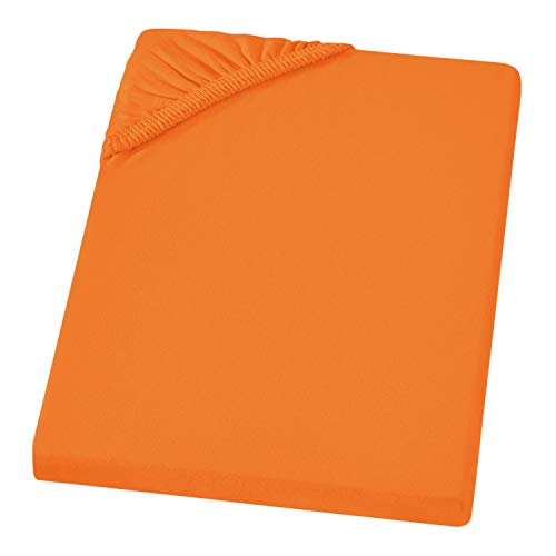 Faltenfreies Jersey Bettlaken 180 x 200 cm bis 200 x 200 cm Orange 100% gekämmte Mako-Baumwolle 15 cm bis 23 cm Steghöhe Betttuch mit Rundum-Gummi für höchsten Komfort und entspannte Nächte von Carpe Sonno