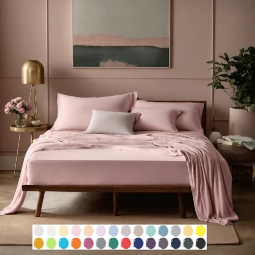 Hochwertiges Jersey-Spannbetttuch 90 x 190 cm bis 100 x 200 cm rosa 100% Baumwolle 15 cm bis 23 cm Steghöhe Jersey Bettlaken mit Rundum-Gummi für höchsten Komfort und entspannte Nächte von Carpe Sonno