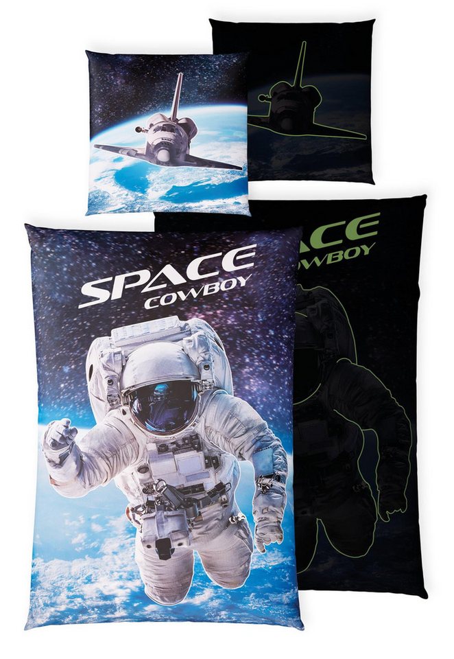 Carpe Sonno Kinderbettwäsche 135x200 Leuchtende Bettwäsche für Kinder, Jungen – Astronaut - Space, Renforcé, 2 teilig, Bettbezug für Kinder 100% Baumwolle, Bettzeug GLOW IN THE DARK Carpe Sonno Kinderbettwäsche 135x200 Leuchtende Bettwäsche für Kinder, Jungen – Astronaut - Space, Renforcé, 2 teilig, Bettbezug für Kinder 100% Baumwolle, Bettzeug GLOW IN THE DARK von Carpe Sonno