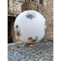 Vintage Glas Deckenlampe, Handbemalte Pendellampe von CarpeDiemMk