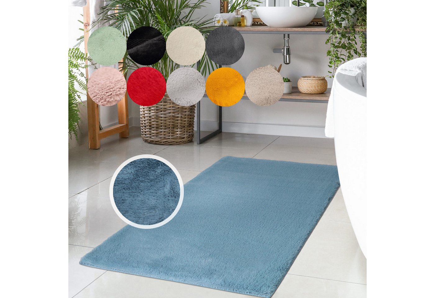 Carpet City Badematte Topia Mats, Badteppich uni, Höhe 14 mm, rutschhemmend beschichtet, strapazierfähig, Polyester, rechteckig, Hochflor, Kaninchen Haptik, Polyester, Badezimmerteppich, waschbar Carpet City Badematte Topia Mats, Badteppich uni, Höhe 14 mm, rutschhemmend beschichtet, strapazierfähig, Polyester, rechteckig, Hochflor, Kaninchen Haptik, Polyester, Badezimmerteppich, waschbar von Carpet City