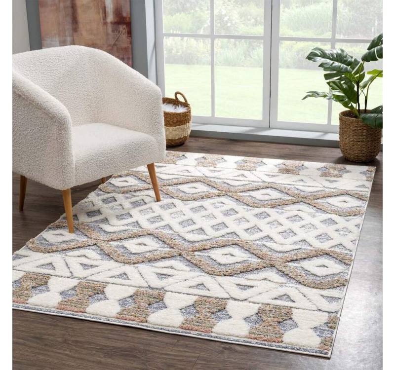 Carpet City Hochflor-Teppich Focus 3050, rechteckig, Höhe: 20 mm, Läufer, Boho, Hochtief-Muster/ 3D-Effekt, für Wohnzimmer, Schlafzimmer Carpet City Hochflor-Teppich Focus 3050, rechteckig, Höhe: 20 mm, Läufer, Boho, Hochtief-Muster/ 3D-Effekt, für Wohnzimmer, Schlafzimmer von Carpet City