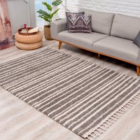 Carpet City Hochflor-Teppich "Pulpy 520", rechteckig, besonders weich, mit Fransen, Streifen Look von Carpet City