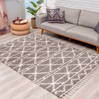Carpet City Hochflor-Teppich "Pulpy 530", rechteckig, 30 mm Höhe, besonders weich, mit Fransen, Geo-Muster, ideal für Wohnzimmer & Schlafzimmer von Carpet City