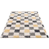 Carpet City Hochflor-Teppich "Pulpy 554", rechteckig, besonders weich, Karo-Optik, ideal für Wohnzimmer & Schlafzimmer von Carpet City