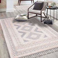 Carpet City Hochflor-Teppich "Valencia 730" rechteckig 20 mm Höhe Läufer, Boho-Stil, 3D-Effekt, Relief, Hoch-Tief-Struktur, mit Fransen von Carpet City