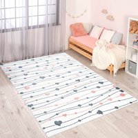 Carpet City Kinderteppich "ANIME901" rechteckig 11 mm Höhe Kinderzimmer Teppich Modern mit Mond, Blumen, Wolken, Creme, Multi von Carpet City