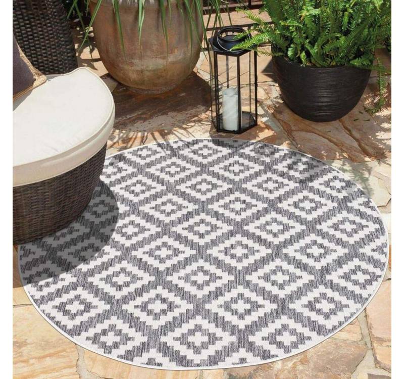 Carpet City Outdoorteppich Outdoor 461, rund, Höhe: 5 mm, UV-beständig, Flachgewebe, auch in quadratischer Form erhältlich von Carpet City