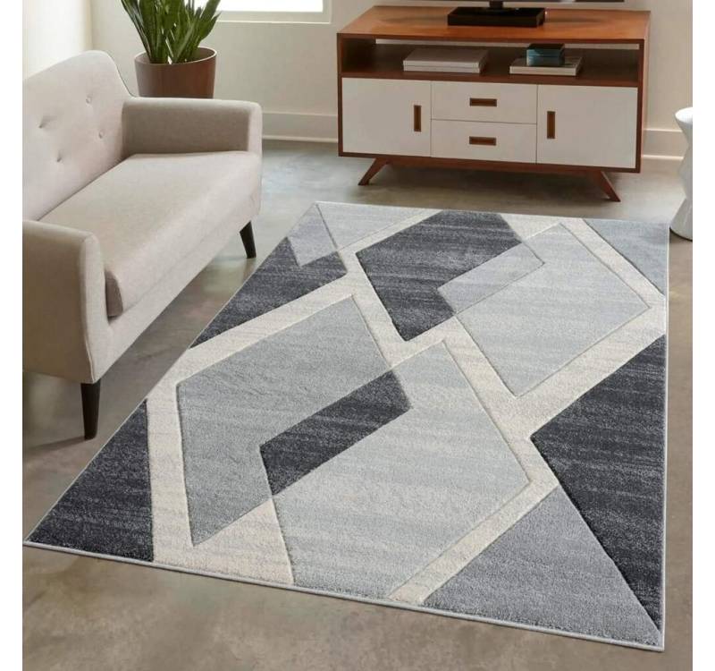 Carpet City Teppich BONITO 7167, rechteckig, Höhe: 11 mm, Läufer, Flachflor, Hochtief-Muster/ 3D-Effekt, Geo-Muster, Wohnzimmer von Carpet City