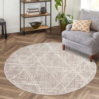 Carpet City Teppich "CLASICO 9162", rund, 11 mm Höhe, Kurzflor, Hochtief-Muster, Boho, Wohnzimmer von Carpet City