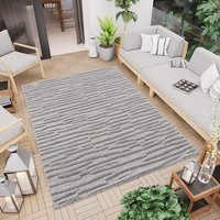 Carpet City Teppich "In-& Outdoorteppich Santorini 58394, 3D-Effekt, Streifen" rechteckig 5 mm Höhe Wetterfest & UV-beständig für Terrasse, Balkon, Küche, Flur von Carpet City