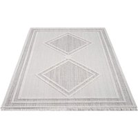 Carpet City Teppich "LINDO 8853", rechteckig, Kurzflor, Hochtief-Muster/ 3D-Effekt, Fransen, Boho-Stil, Wohnzimmer von Carpet City