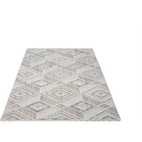 Carpet City Teppich "LINDO 8875", rechteckig, Kurzflor, Hochtief-Muster/ 3D-Effekt, Fransen, Boho-Stil, Wohnzimmer von Carpet City