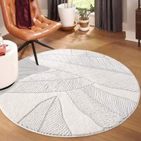 Carpet City Teppich "LOUNGE 0629" rund 15 mm Höhe Kurzflor-Teppich Modern, Hoch-Tief-Struktur, Wohnzimmer, Schlafzimmer von Carpet City