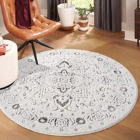 Carpet City Teppich "LOUNGE 0638", rund, 15 mm Höhe, Kurzflor-Teppich Modern, Hoch-Tief-Struktur, Wohnzimmer, Schlafzimmer von Carpet City
