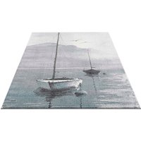 Carpet City Teppich "Savanna 9368", rechteckig, Flachflor, mit Segelboot, Grau von Carpet City