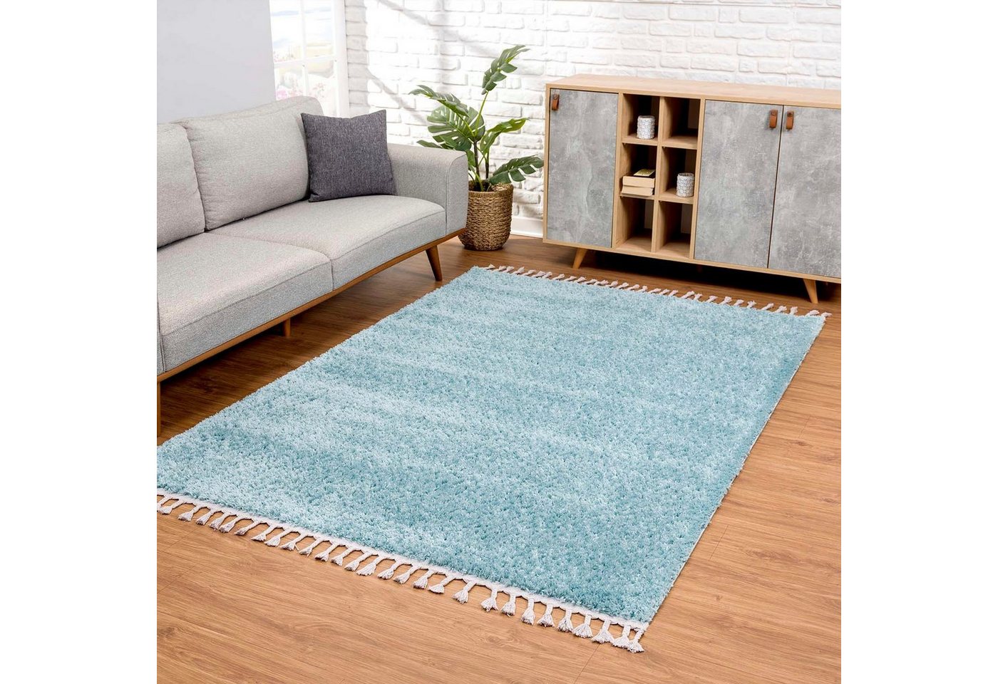 Hochflor-Teppich Pulpy 100, Carpet City, rechteckig, Höhe: 30 mm, sehr weich, mit Fransen, uni, viele Größen, Wohnzimmer, Schafzimmer von Carpet City