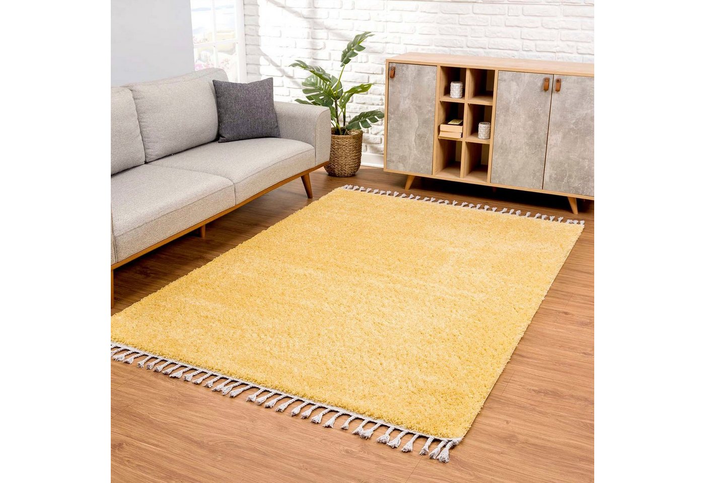 Hochflor-Teppich Pulpy 100, Carpet City, rechteckig, Höhe: 30 mm, sehr weich, mit Fransen, uni, viele Größen, Wohnzimmer, Schafzimmer von Carpet City