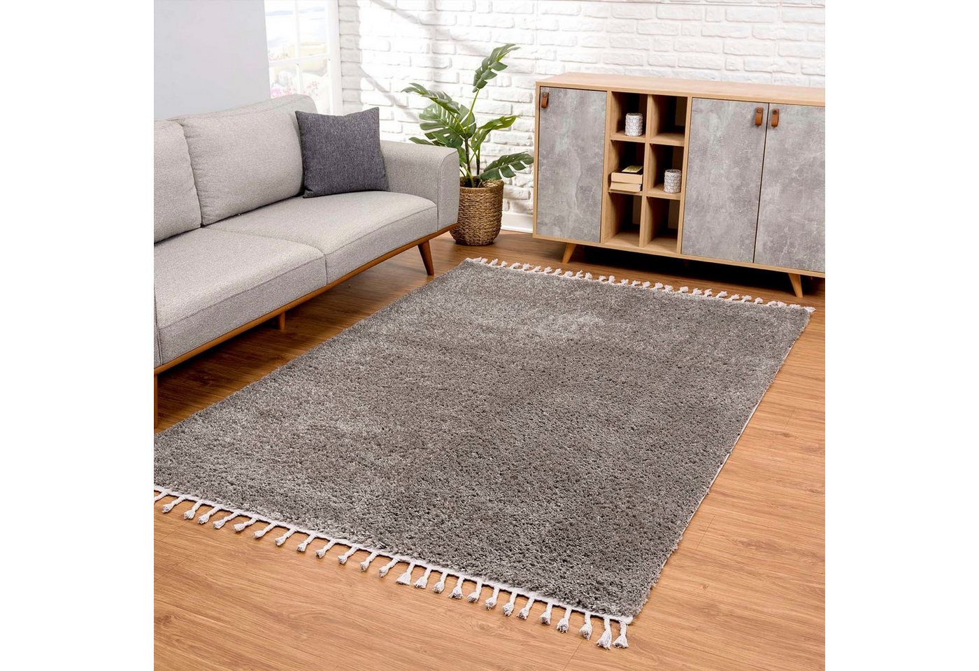 Hochflor-Teppich Pulpy 100, Carpet City, rechteckig, Höhe: 30 mm, sehr weich, mit Fransen, uni, viele Größen, Wohnzimmer, Schafzimmer von Carpet City