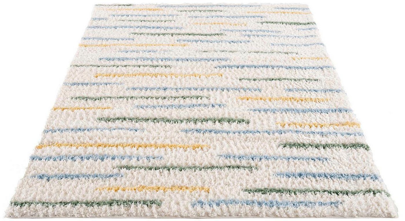 Hochflor-Teppich Pulpy 562, Carpet City, rechteckig, Höhe: 30 mm, besonders weich, Streifen-Optik, ideal für Wohnzimmer & Schlafzimmer von Carpet City