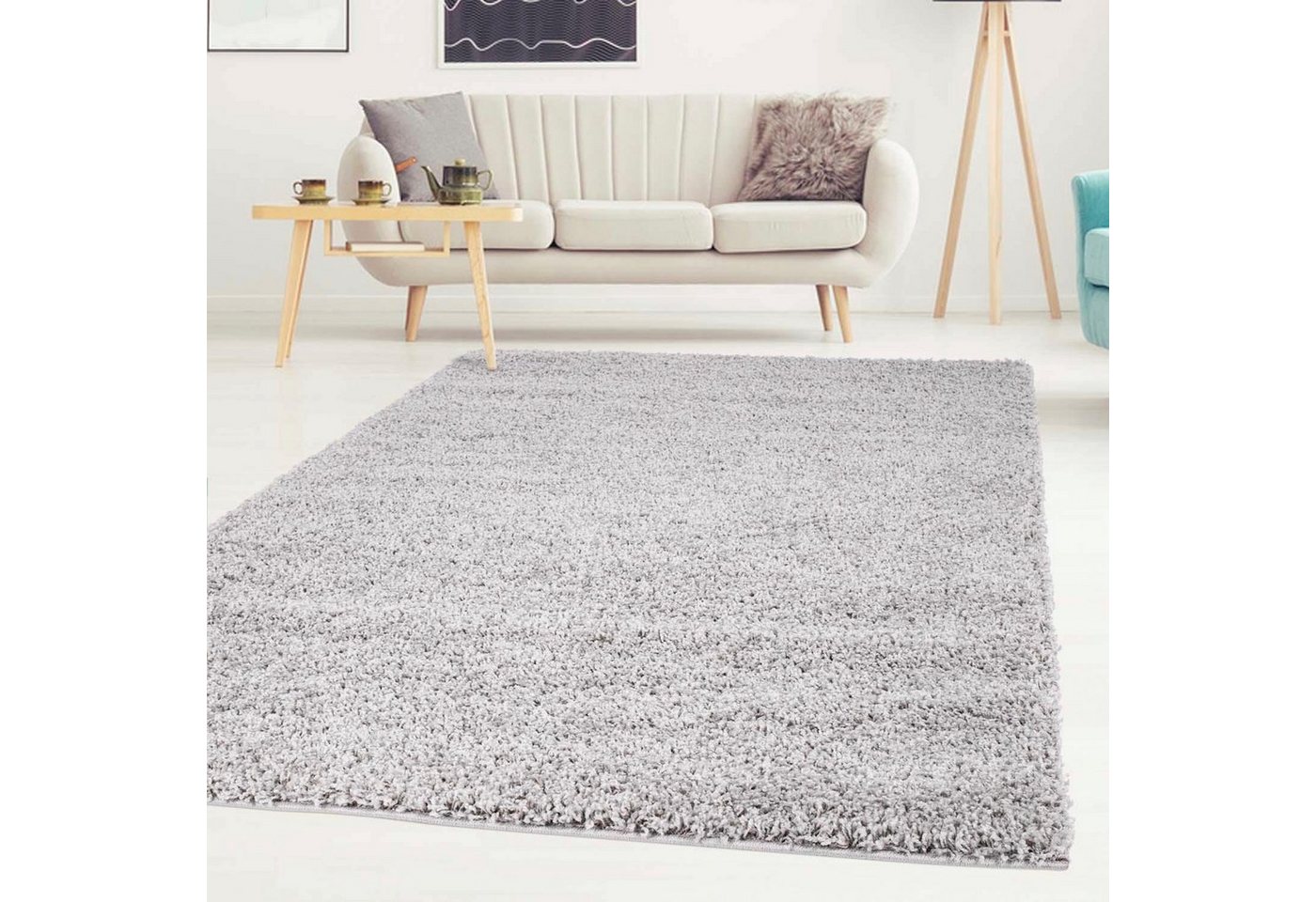 Hochflor-Teppich Shaggi uni 500, Carpet City, rechteckig, Höhe: 30 mm, Shaggy-Teppich, Uni Farben, Langflor, Weich von Carpet City