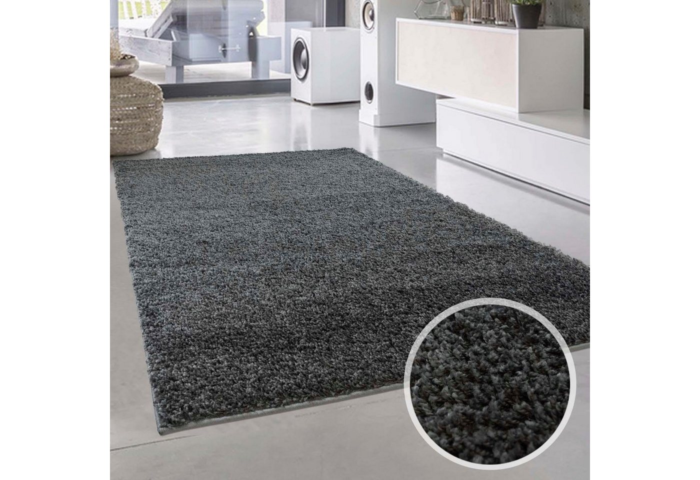 Hochflor-Teppich Shaggi uni 500, Carpet City, rechteckig, Höhe: 30 mm, Shaggy-Teppich, Uni Farben, Langflor, Weich von Carpet City