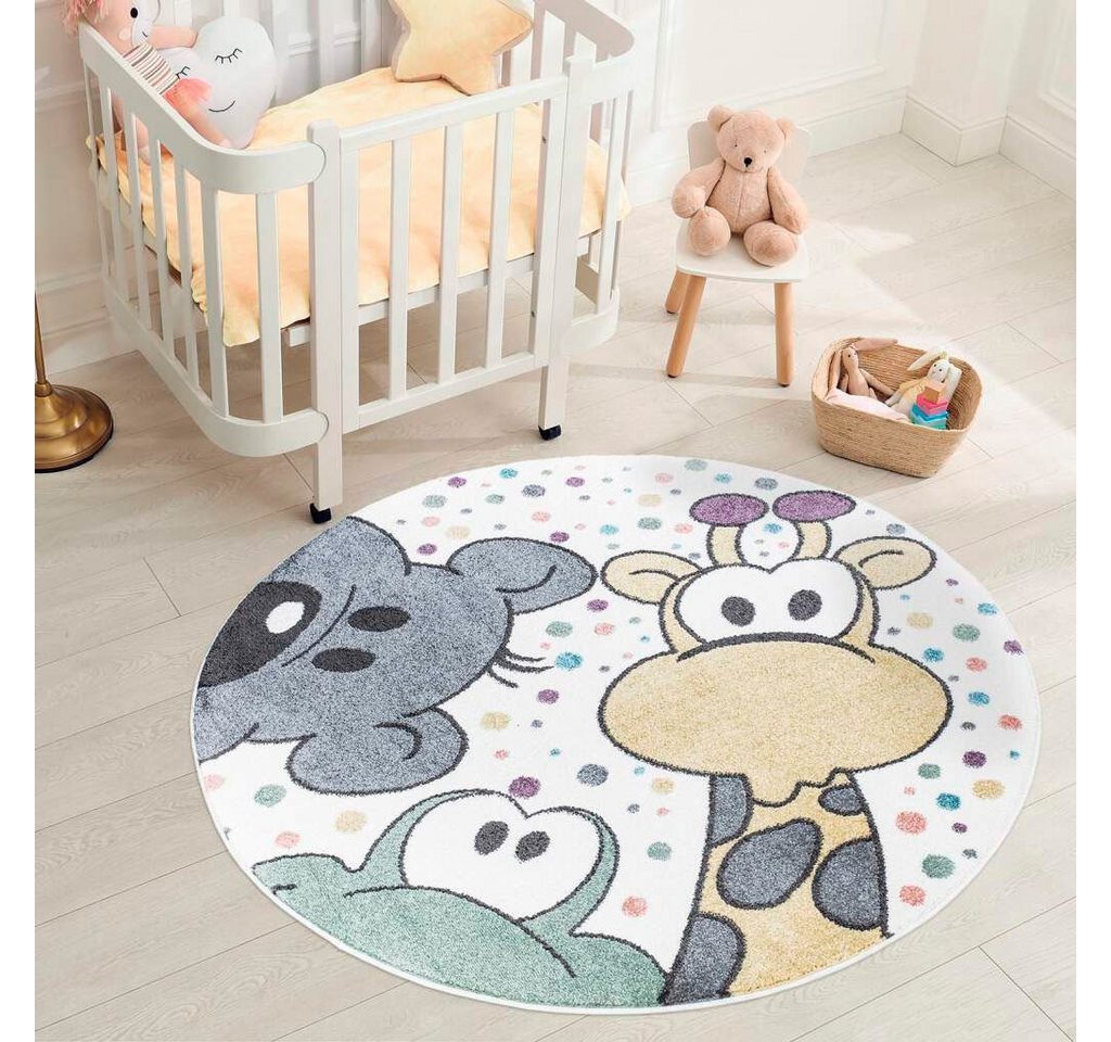 Kinderteppich ANIME913, Carpet City, rund, Höhe: 11 mm, Kinderzimmer Teppich Modern mit lustigen Cartoon-Figuren, Multi von Carpet City