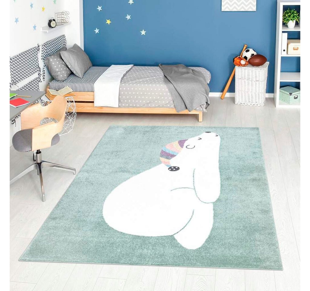 Kinderteppich ANIME921, Carpet City, rechteckig, Höhe: 11 mm, Kinderzimmer Teppich Modern mit Mond, Blumen, Wolken, Creme, Multi von Carpet City