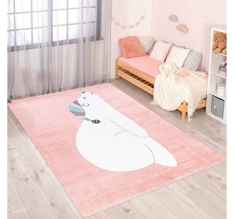 Kinderteppich ANIME921, Carpet City, rechteckig, Höhe: 11 mm, Kinderzimmer Teppich Modern mit Mond, Blumen, Wolken, Creme, Multi von Carpet City