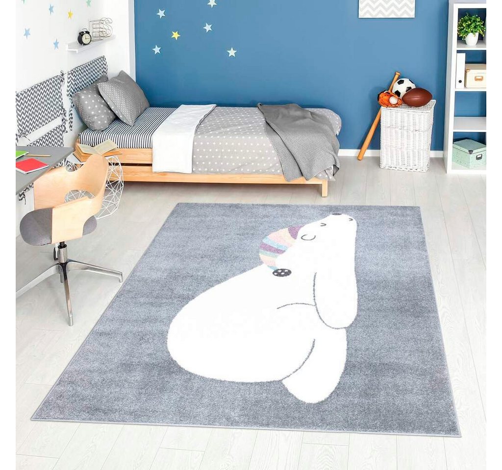 Kinderteppich ANIME921, Carpet City, rechteckig, Höhe: 11 mm, Kinderzimmer Teppich Modern mit Mond, Blumen, Wolken, Creme, Multi von Carpet City