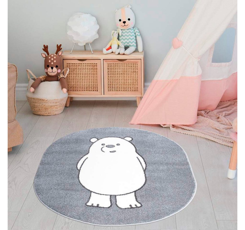 Kinderteppich ANIME923, Carpet City, rechteckig, Höhe: 11 mm, Kinderzimmer Teppich Modern mit Mond, Blumen, Wolken, Creme, Multi von Carpet City