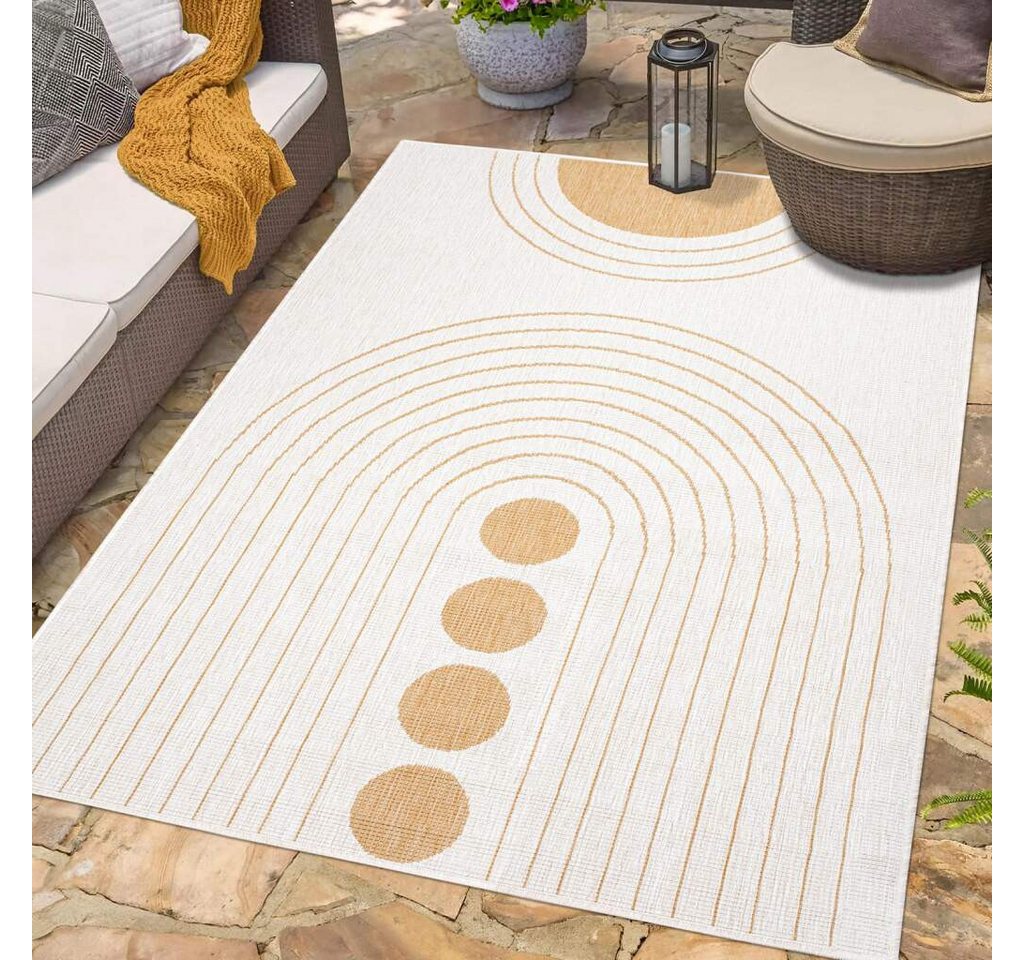 Outdoorteppich DUO RUG 5739, Carpet City, rechteckig, Höhe: 5 mm, Wendeteppich Wetterfest In- & Outdoor, Balkon, Terrasse, Wohnzimmer von Carpet City