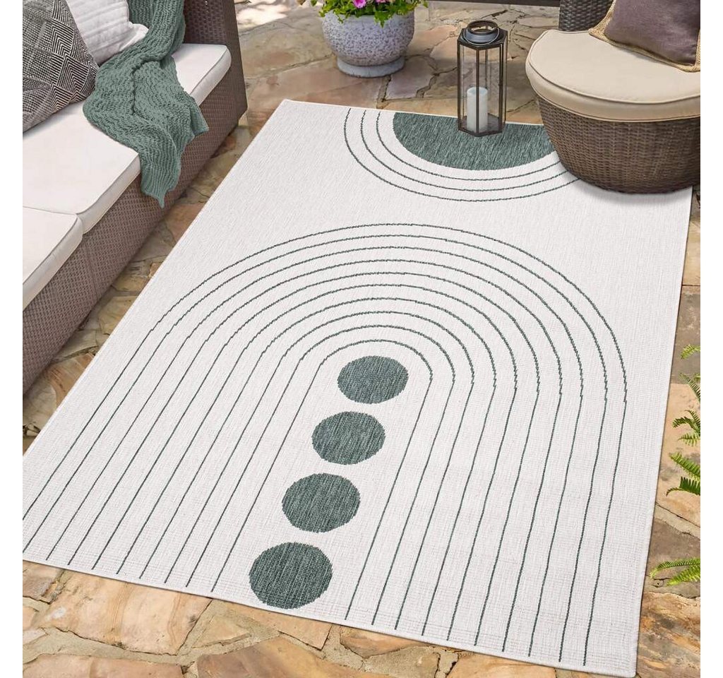 Outdoorteppich DUO RUG 5739, Carpet City, rechteckig, Höhe: 5 mm, Wendeteppich Wetterfest In- & Outdoor, Balkon, Terrasse, Wohnzimmer von Carpet City