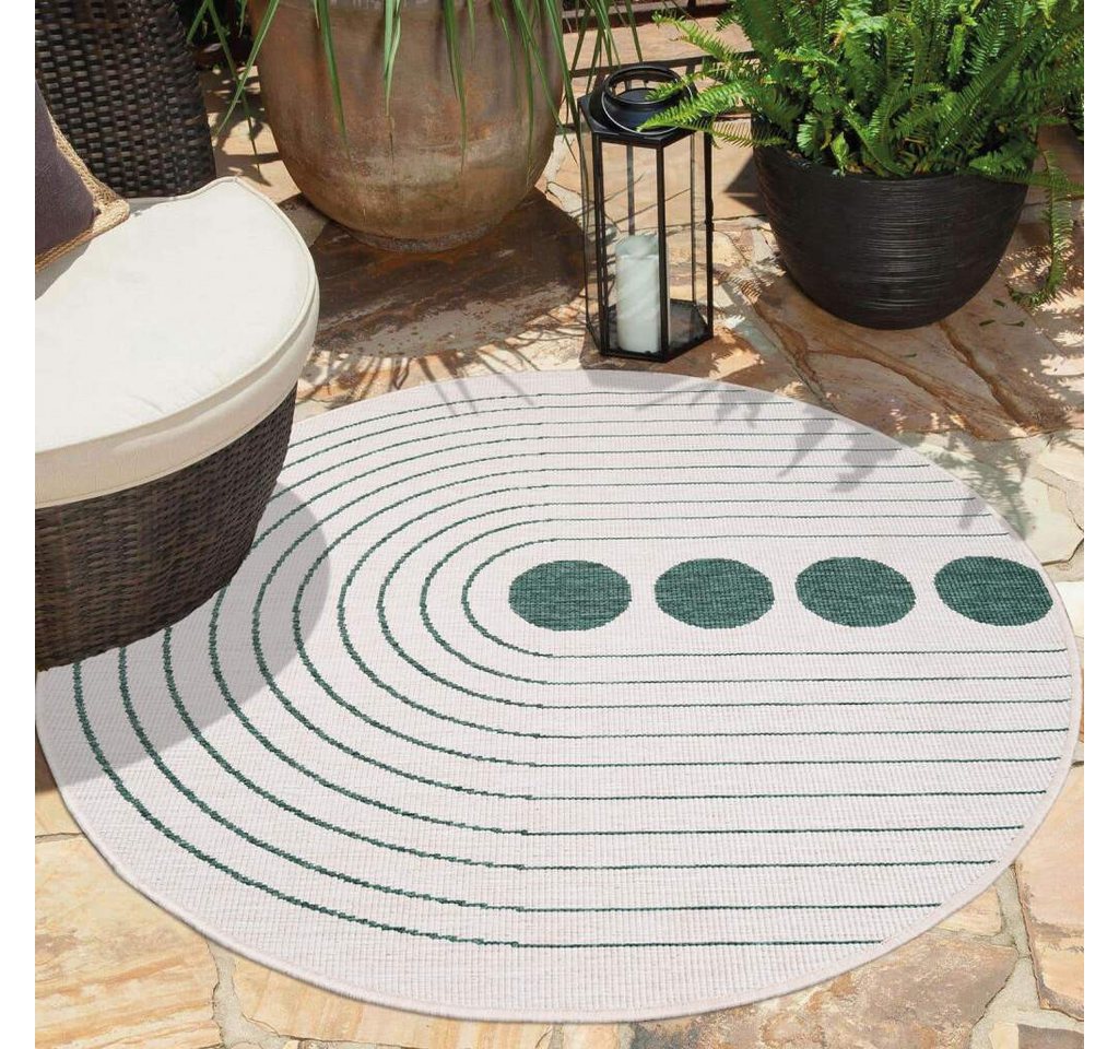 Outdoorteppich DUO RUG 5739, Carpet City, rund, Höhe: 5 mm, Wendeteppich Wetterfest In- & Outdoor, Balkon, Terrasse, Wohnzimmer von Carpet City