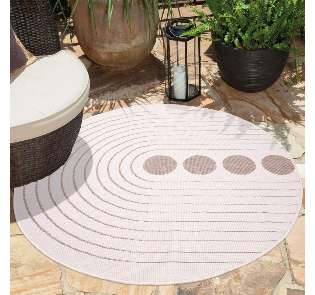 Outdoorteppich DUO RUG 5739, Carpet City, rund, Höhe: 5 mm, Wendeteppich Wetterfest In- & Outdoor, Balkon, Terrasse, Wohnzimmer von Carpet City