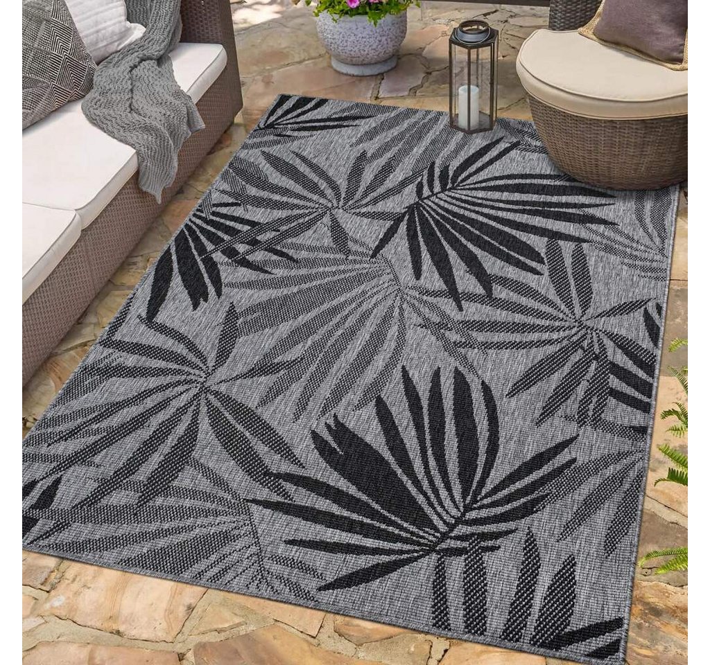 Outdoorteppich DUO RUG 5771, Carpet City, rechteckig, Höhe: 5 mm, Wendeteppich Wetterfest In- & Outdoor, Balkon, Terrasse, Wohnzimmer von Carpet City