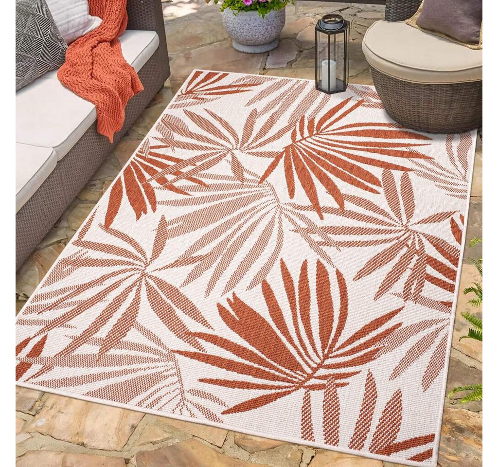 Outdoorteppich DUO RUG 5771, Carpet City, rechteckig, Höhe: 5 mm, Wendeteppich Wetterfest In- & Outdoor, Balkon, Terrasse, Wohnzimmer von Carpet City