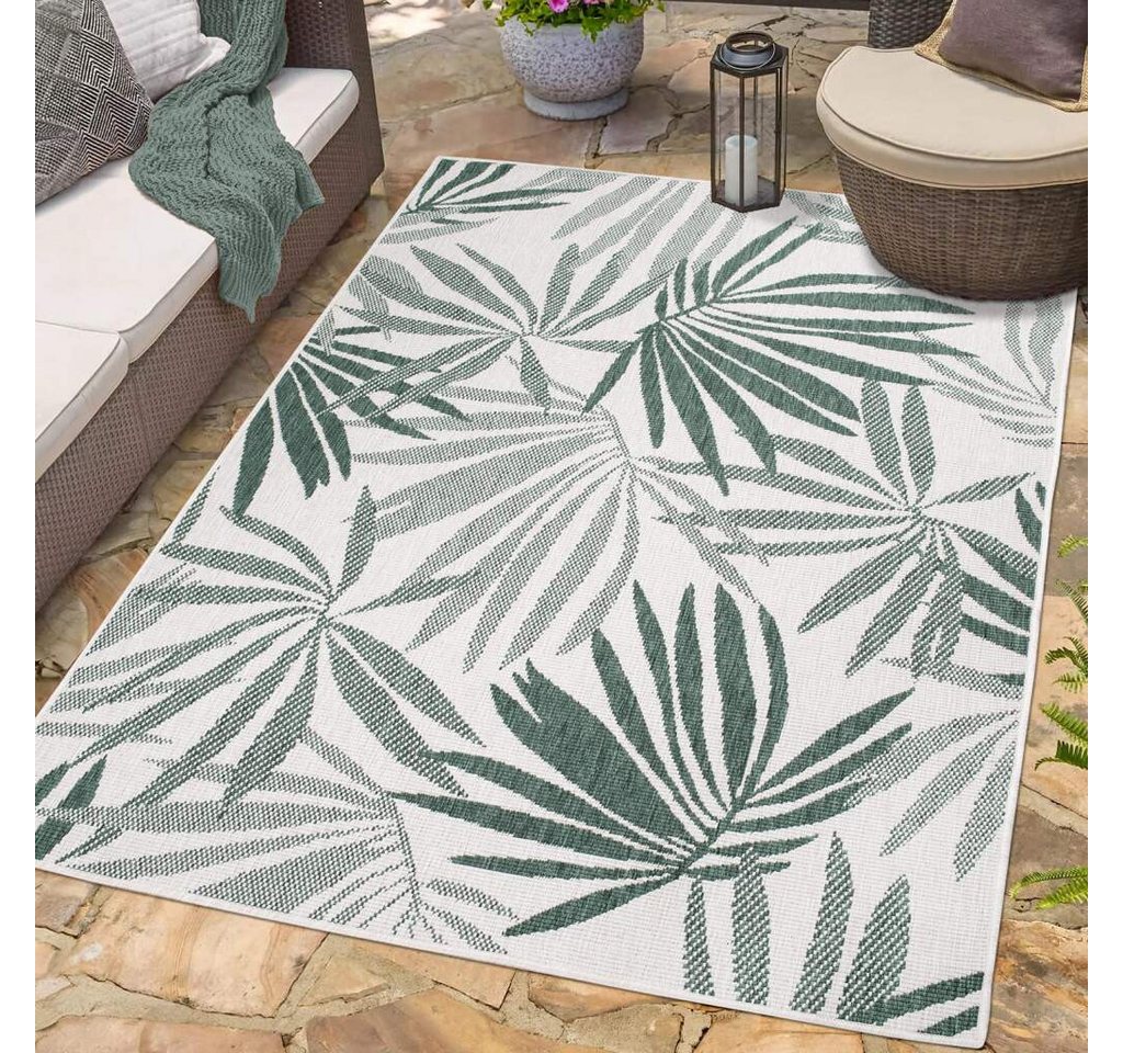 Outdoorteppich DUO RUG 5771, Carpet City, rechteckig, Höhe: 5 mm, Wendeteppich Wetterfest In- & Outdoor, Balkon, Terrasse, Wohnzimmer von Carpet City