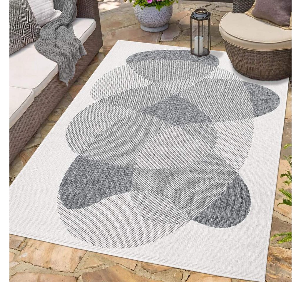 Outdoorteppich DUO RUG 5835, Carpet City, rechteckig, Höhe: 5 mm, Wendeteppich Wetterfest In- & Outdoor, Balkon, Terrasse, Wohnzimmer von Carpet City